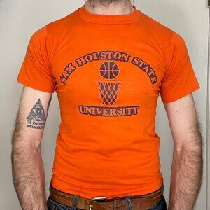 Vtg 80s SHSU Sam Houston State University Basketball T Shirt Size Small USA